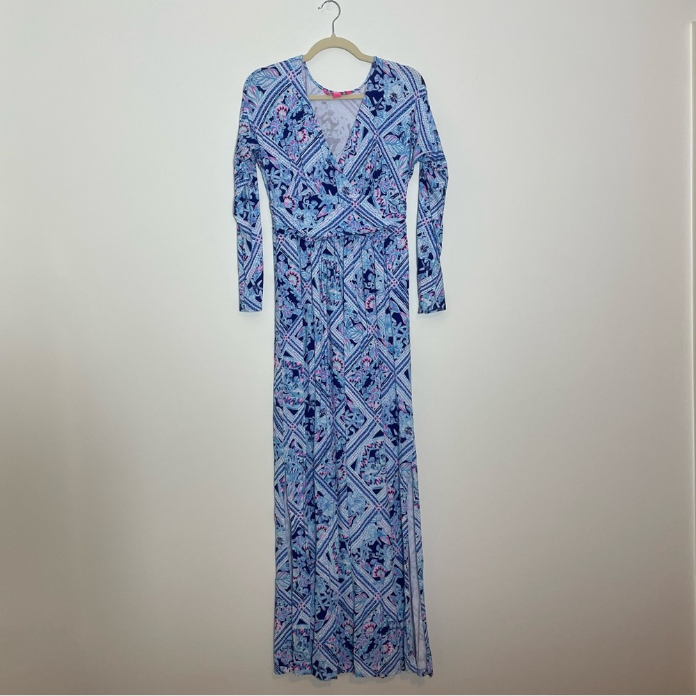 Lilly Pulitzer Blue and Pink Long Sleeve Dress